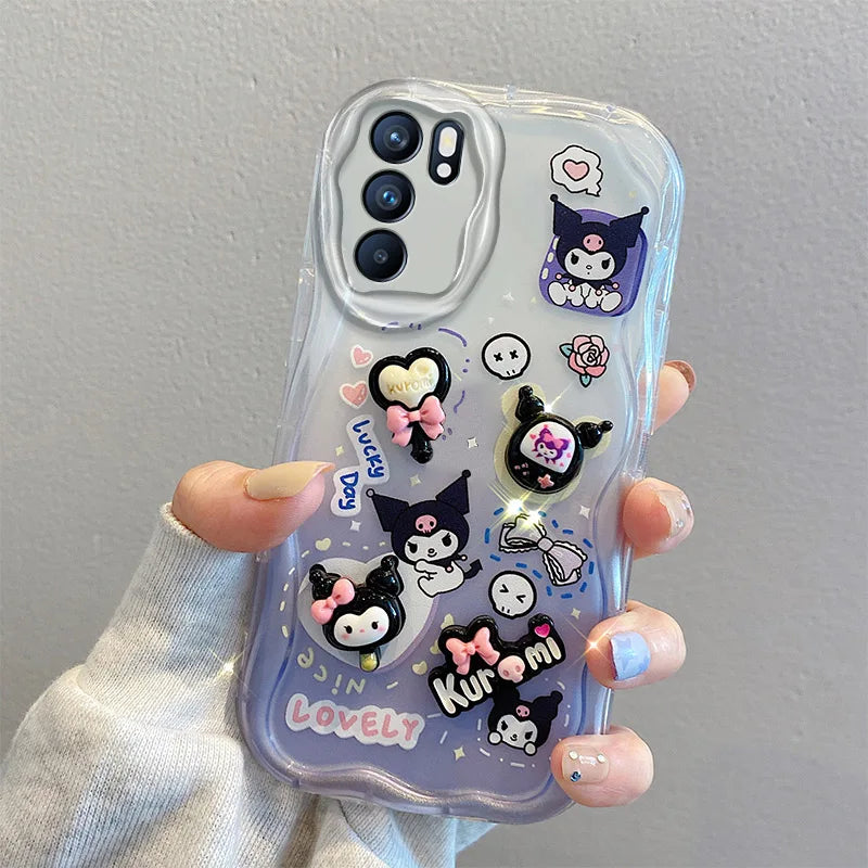 3D Kuromi Phone Cover with Air Wrist Strap | Kawaii Style