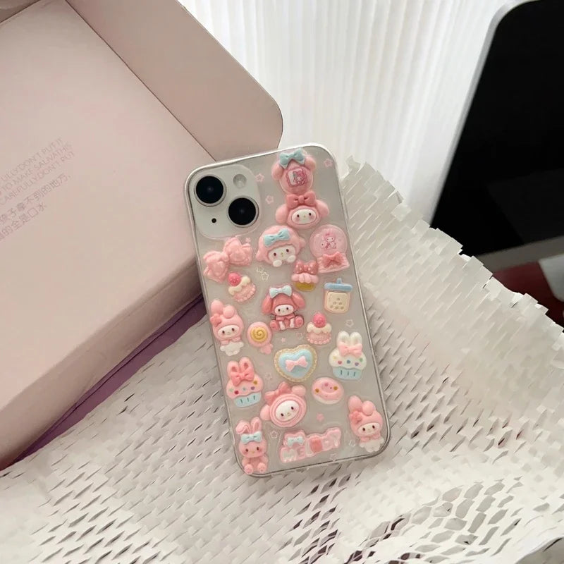 3D My Melody Transparent Phone Case – A Touch of Sanrio Magic!