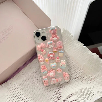 3D My Melody Transparent Phone Case – A Touch of Sanrio Magic!