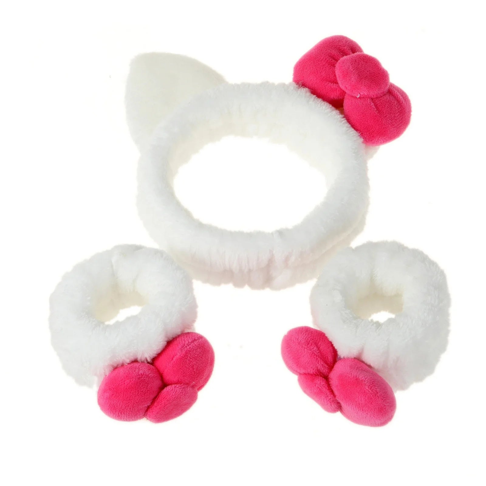 3PCS Plush Cat Ear Headband & Scrunchies for Women & Girls
