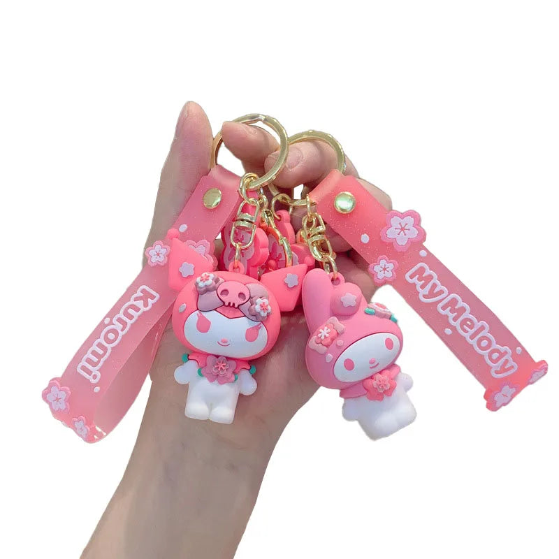 Adorable Sakura Blossom Keychain with Sanrio and Friends