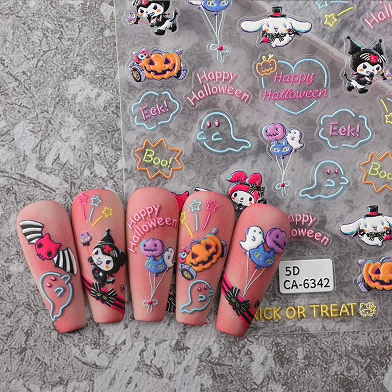 5D Halloween Pumpkin Relief Nail Stickers