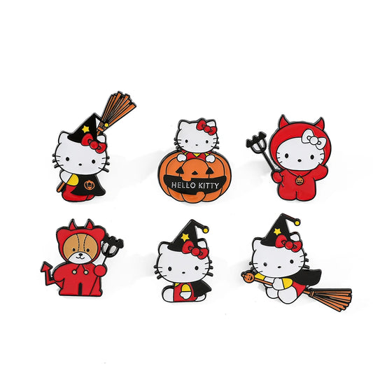 6 Pcs Sanrio Hello Kitty Halloween Brooch Set | Spooky and Cute