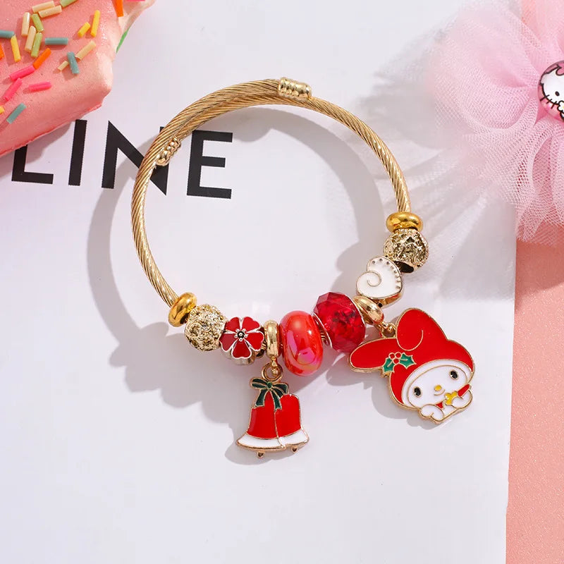 Adjustable Sanrio Christmas Beaded Bracelet | Cute Holiday Accessory