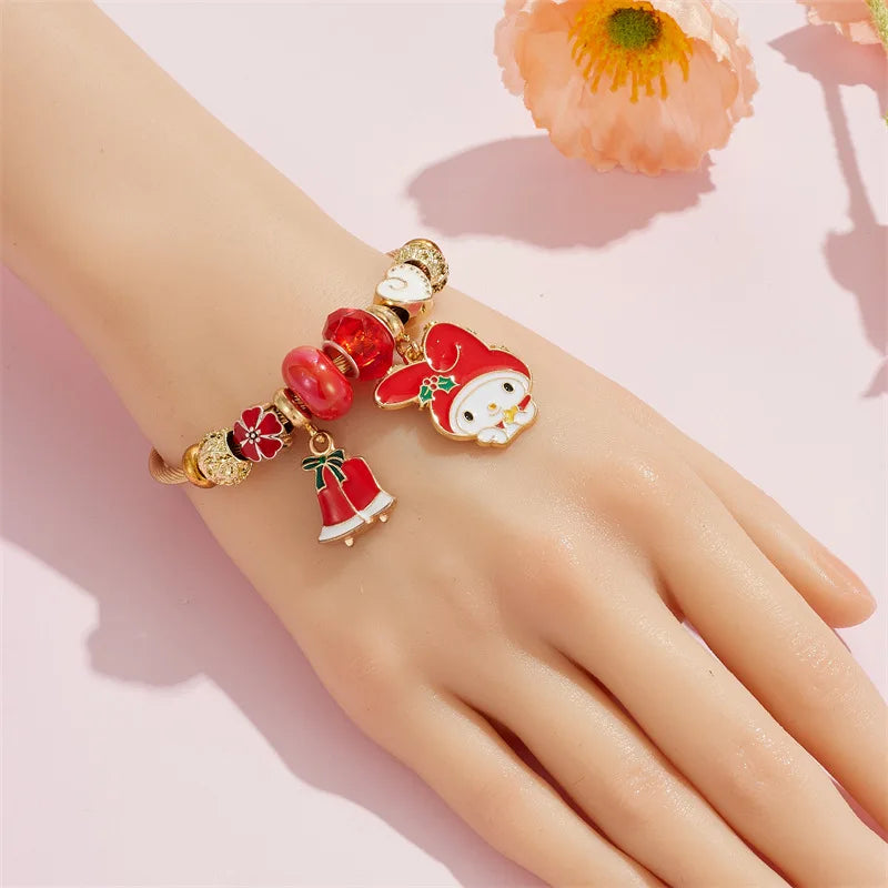 Adjustable Sanrio My Melody Christmas Beaded Bracelet | Cute Holiday Accessory