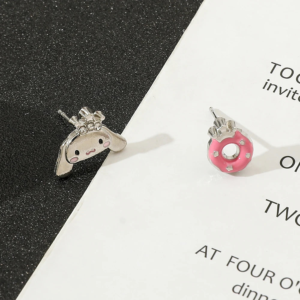 Adorable Cinnamoroll Donut Stud Earrings – Kawaii Sanrio Style