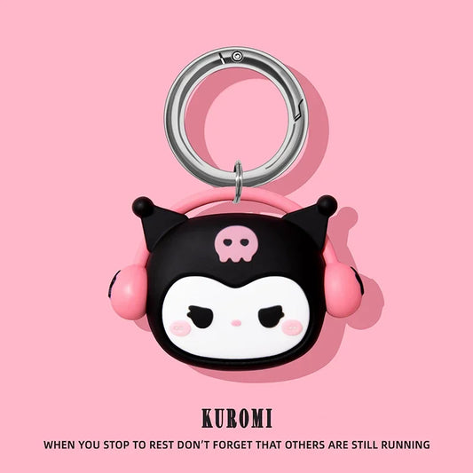 Adorable Kuromi AirTag Holder – Soft Silicone Keychain Case