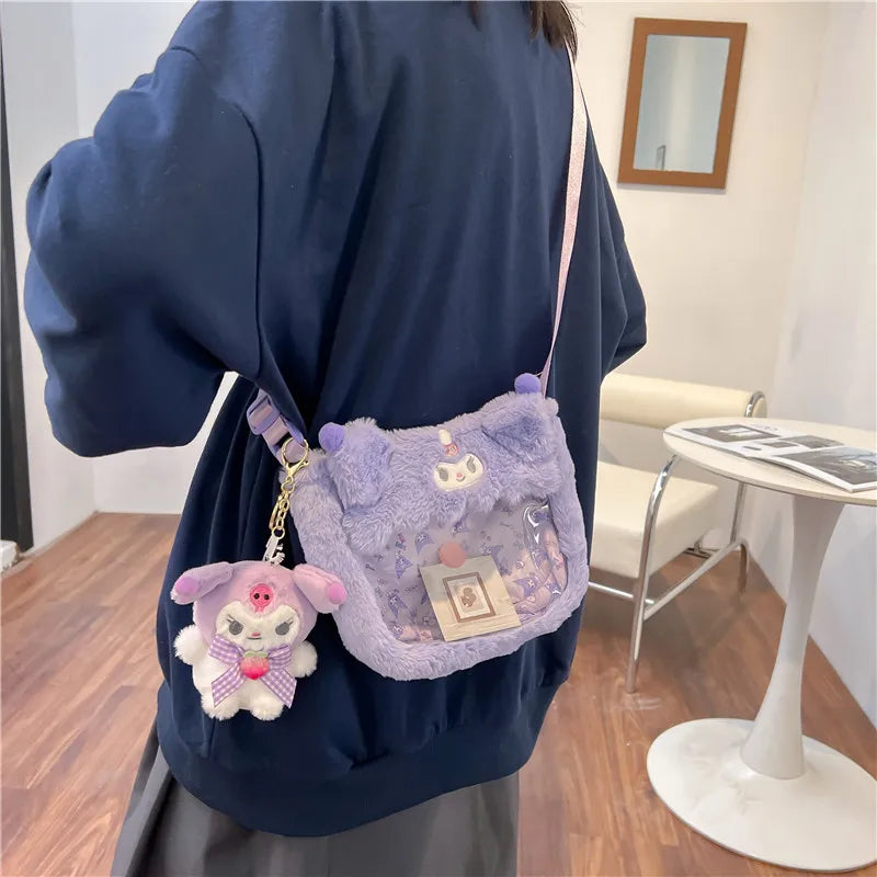 Adorable Kuromi Plush Crossbody Purse – Kawaii Style