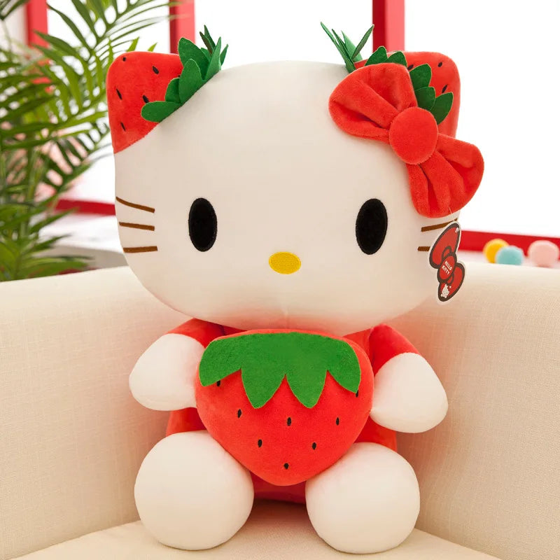 Adorable Red Hello Kitty Plush with Strawberry
