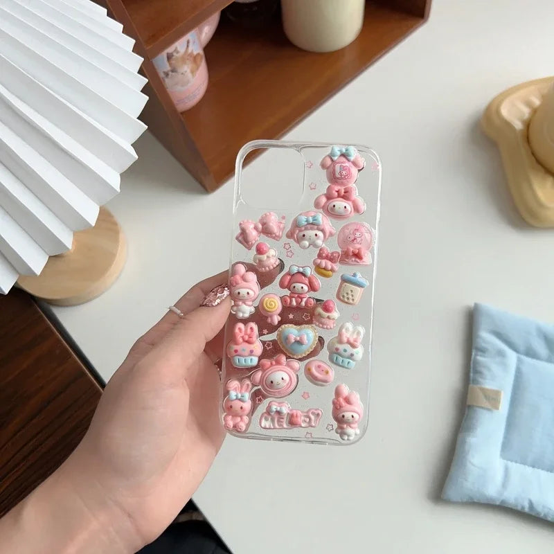 Charming 3D My Melody Case – Transparent & Playful Sanrio Design!