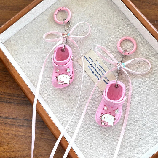 Charming Hello Kitty‑Bow Shoe Mini Pendant Keyring – Gift for Kitty Fans
