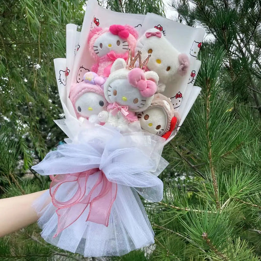 Charming Hello Kitty Plush Bouquet | Five Different Looks, Crown Plush Included