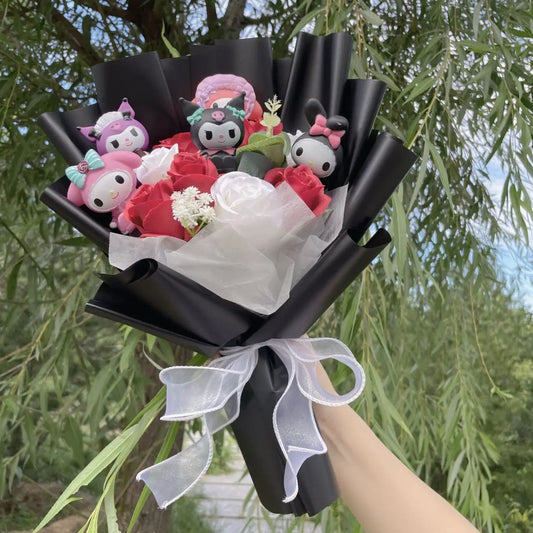 Charming Kuromi & My Melody Dolls | Different Looks with Artificial Flower Bouquets