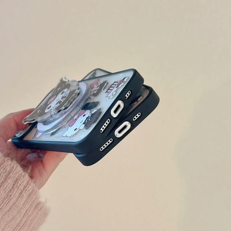 Charming My Melody Phone Case with Magnetic Bracket for MagSafe Charging