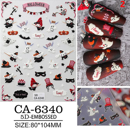 Sanrio Cinnamoroll 5D Halloween Pumpkin Relief Nail Stickers