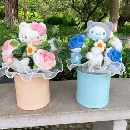 Cinnamoroll Plush Bouquet in a Hug Bucket with Floral Arrangement