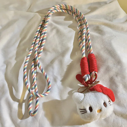 Colourful Hello Kitty Mobile Phone Lanyard Pendant, Long Neck Rope Strap