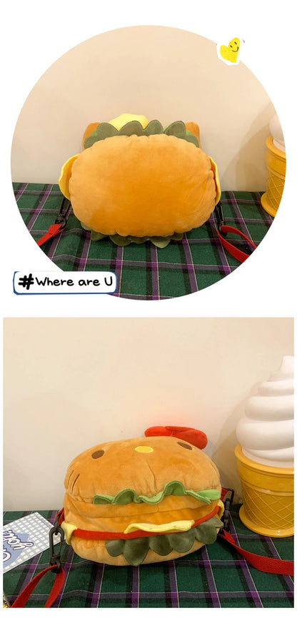 Sanrio Hello Kitty Hamburger Plush Shoulder Bag | Fun and Cute Design