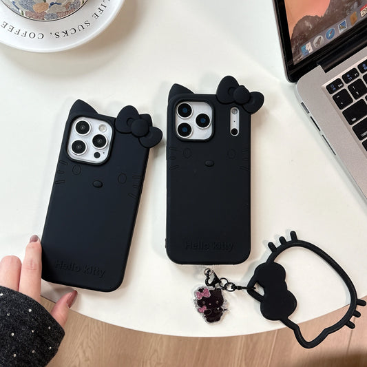 Cool Black Hello Kitty Phone Case with Wrist Strap
