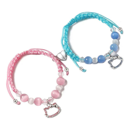 Crystal Bead Magnetic Bracelets with HEllo Kitty Charm 