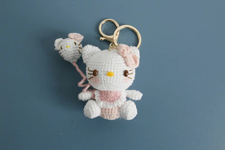 Cute Hello Kitty Amigurumi Keychain – Small Crochet Kitty
