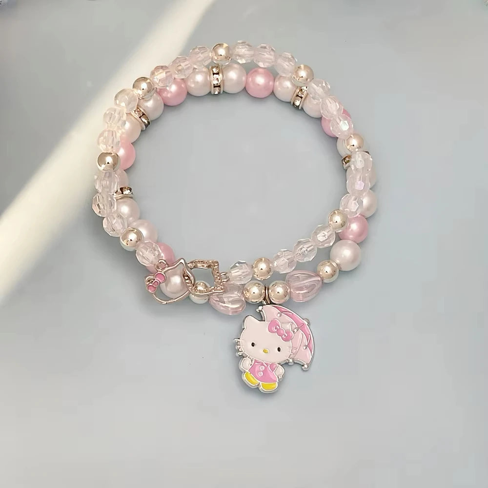 Cute Hello Kitty Bracelet Duo – Kawaii Sanrio Bead Jewelry