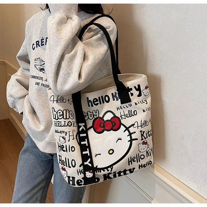 Cute Hello Kitty Canvas Bag – Big Capacity Shoulder Tote