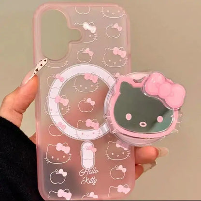 Cute Hello Kitty Mirror Grip Holder Phone Case