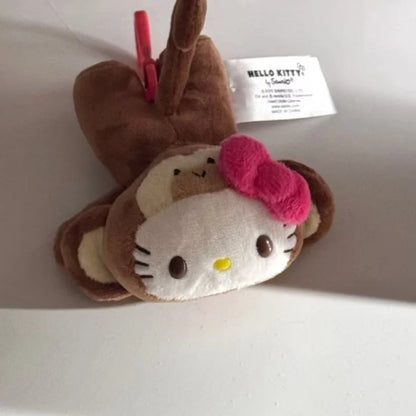 Cute Hello Kitty Monkey Plush Doll Pendant | Fun Animal Key Ring