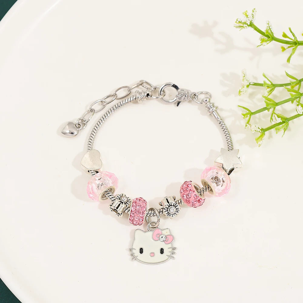 Cute Kawaii Hello Kitty Pendant Set – Adjustable Necklace & Bracelet