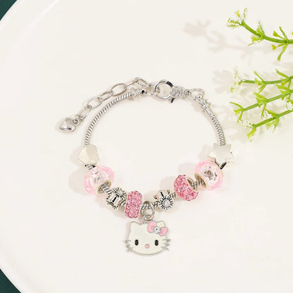 Cute Kawaii Hello Kitty Pendant Set – Adjustable Necklace & Bracelet