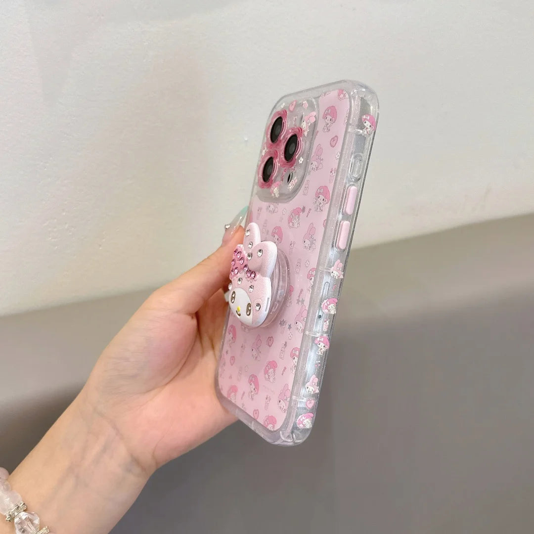 Cute My Melody Heart Silicone Case – Pink 3D Sanrio Phone Cover for Girls