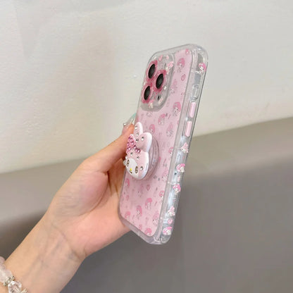 Cute My Melody Heart Silicone Case – Pink 3D Sanrio Phone Cover for Girls