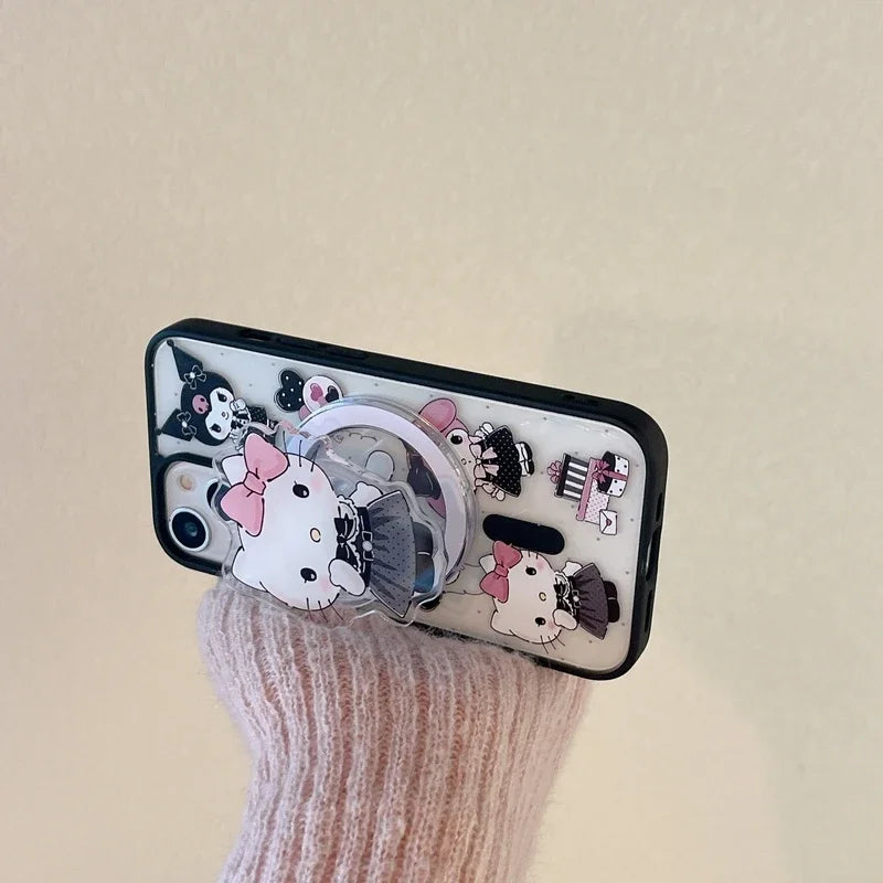 Cute My Melody MagSafe Case with Wireless Charging and Magnetic Bracket