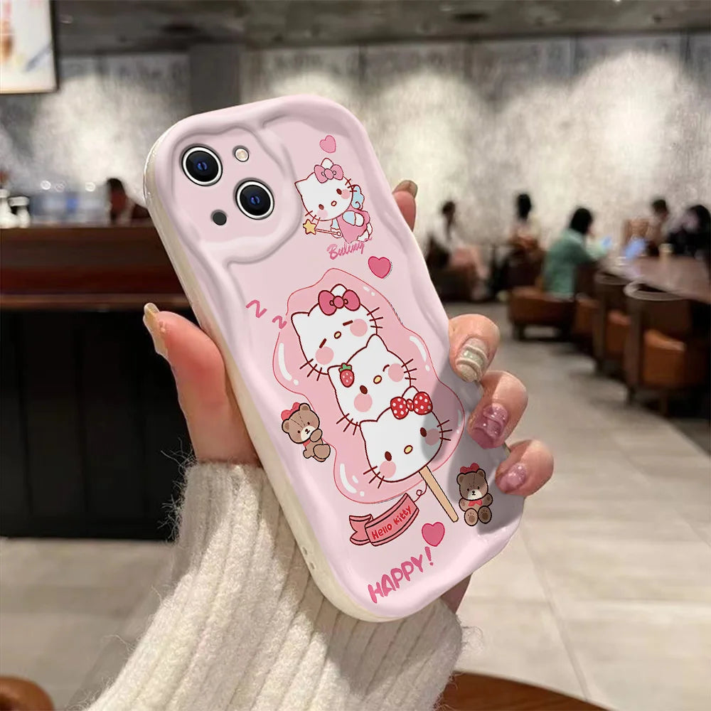 Cute Pink Hello Kitty Lollipop Wave Case – A Sweet Sanrio Delight!