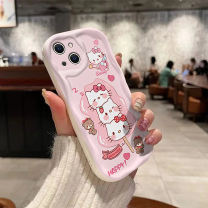 Cute Pink Hello Kitty Lollipop Wave Case – A Sweet Sanrio Delight!