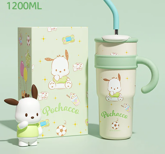 Cute Pochacco Water Bottle with Straw | Available in 700ml & 1200ml