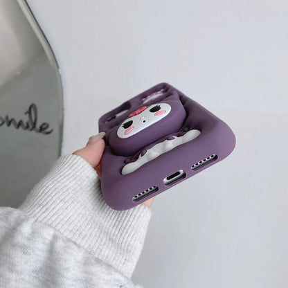 Cute Sanrio Kuromi 3D Purple Phone Case | Soft Silicone & Handy Grip Tok Holder