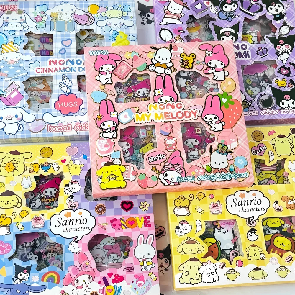 Cute Sanrio Sticker Bundle – 100pcs Waterproof Decals