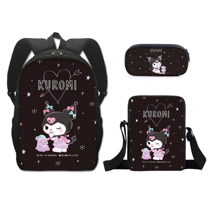 Dark & Playful: Kuromi Backpack, Shoulder Bag & Pencil Case Bundle