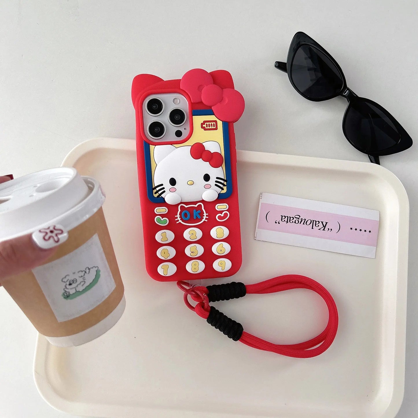Dial Up the Cuteness! 3D Hello Kitty Telephone Phone Case with Strap