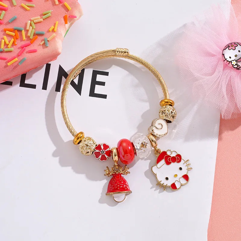 Festive Sanrio Beaded Bracelet | Adjustable Christmas Edition