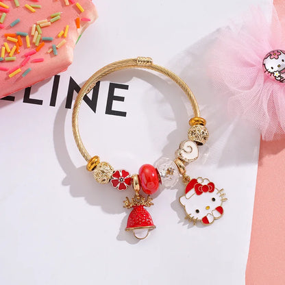 Festive Sanrio Beaded Bracelet | Adjustable Christmas Edition