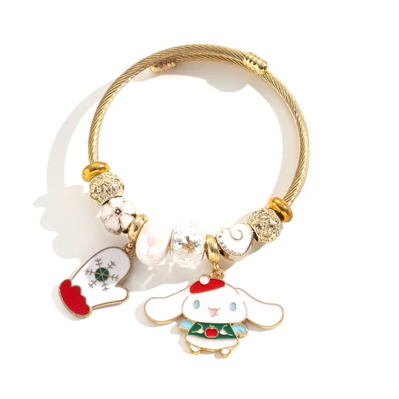 Festive Sanrio Cinnamoroll Adjustable Beaded Bracelet | Christmas Edition