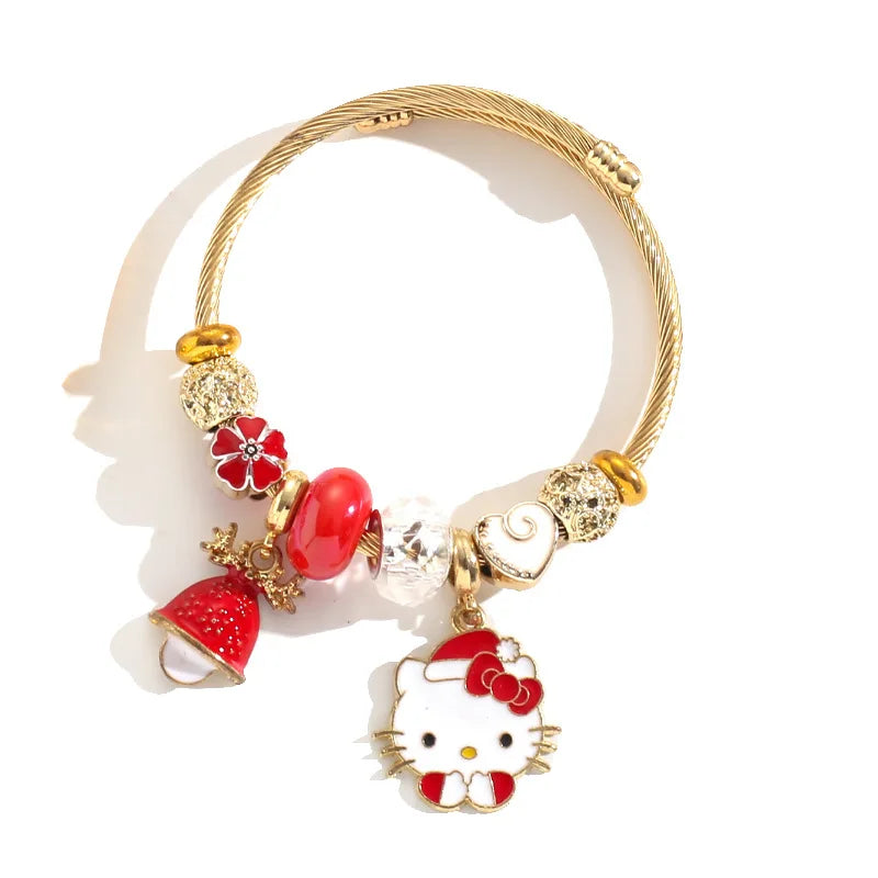 Festive Sanrio Hello Kitty Adjustable Beaded Bracelet | Christmas Edition