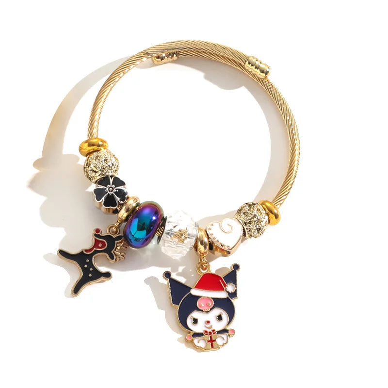 Festive Sanrio Kuromi Adjustable Beaded Bracelet | Christmas Edition