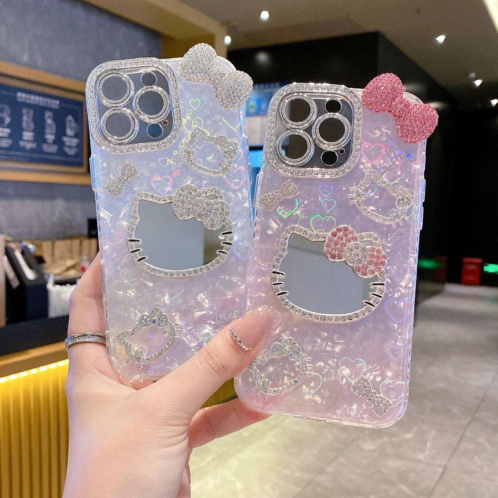 Glam Kitty – 3D Glitter Phone Case with Makeup Mirror