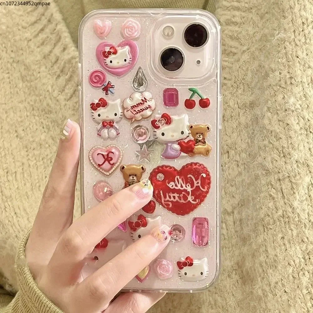 Glitz & Kitty – Sanrio 3D Glitter Clear Phone Case