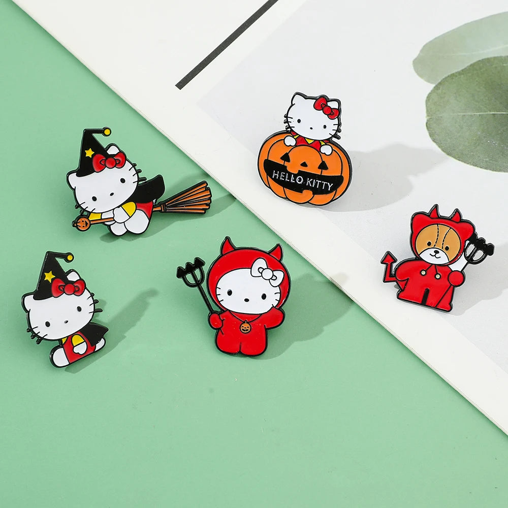 Halloween-Themed 6 Pcs Hello Kitty Brooch Set | Sanrio Charm