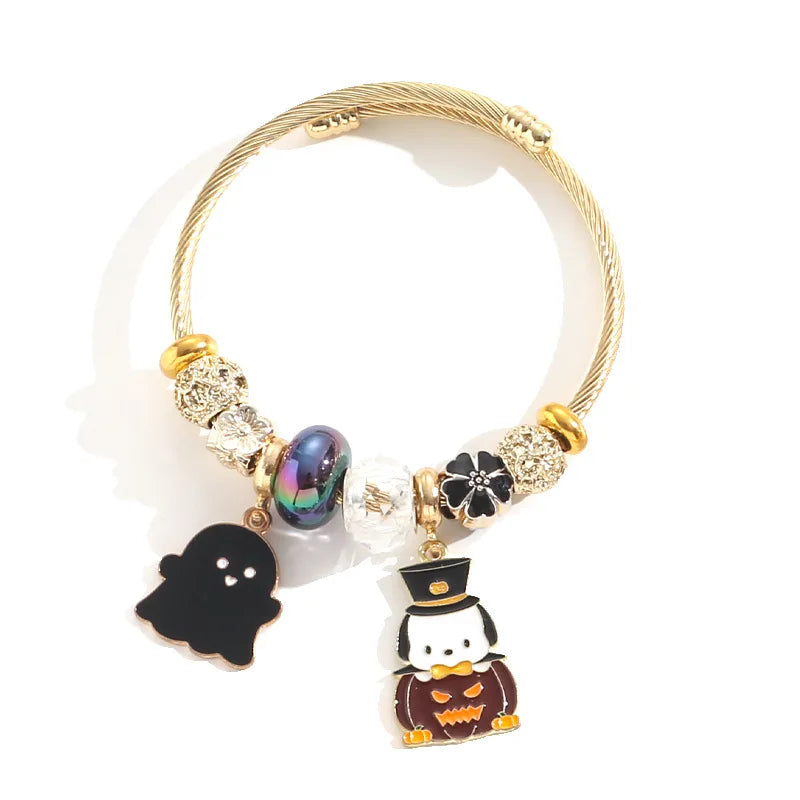 Halloween Bracelet Pochacco with Ghost charm adjustable Bracelet 